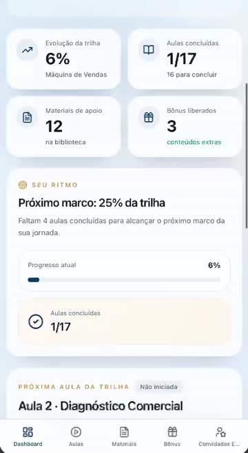Progresso da Máquina no celular